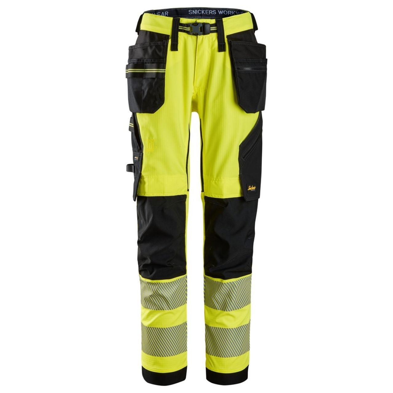6943 Pantalones largos de trabajo elásticos de alta visibilidad clase 2 con bolsillos flotantes amarillo-negro talla 152