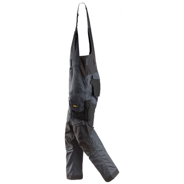 6051 Pantalones elástcos con peto y tirantes AllroundWork gris acero-negro talla 146