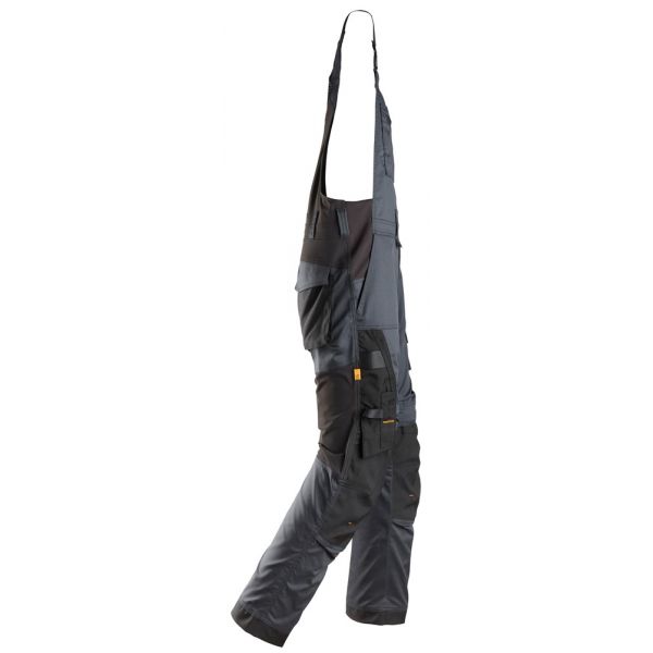 6051 Pantalones elástcos con peto y tirantes AllroundWork gris acero-negro talla 146