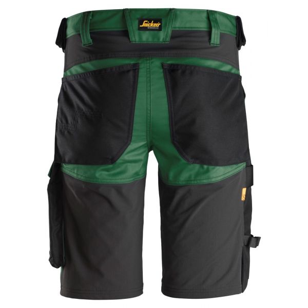 6143 Pantalones cortos de trabajo elásticos AllroundWork verde forestal-negro talla 52