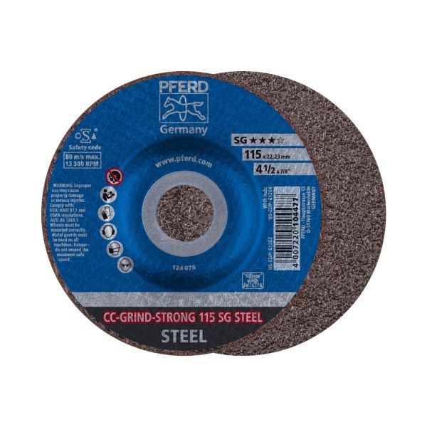 Disco de desbaste CC-GRIND-STRONG 115x22,23 mm COARSE línea de rendimiento SG STEEL para acero