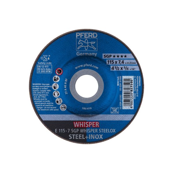 Disco de desbaste E 115x7,4x22,23 mm línea especial SGP STEELOX para acero/acero inoxidable