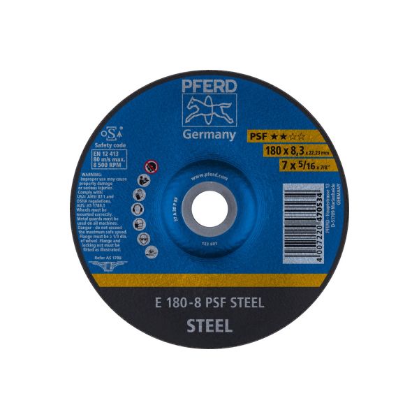 Disco de desbaste E 180x8,3x22,23 mm línea universal PSF STEEL para acero