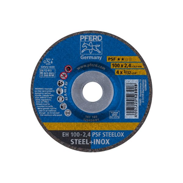 Disco de corte EH 100x2,4x16 mm embutido línea universal PSF STEELOX para acero/acero inoxidable