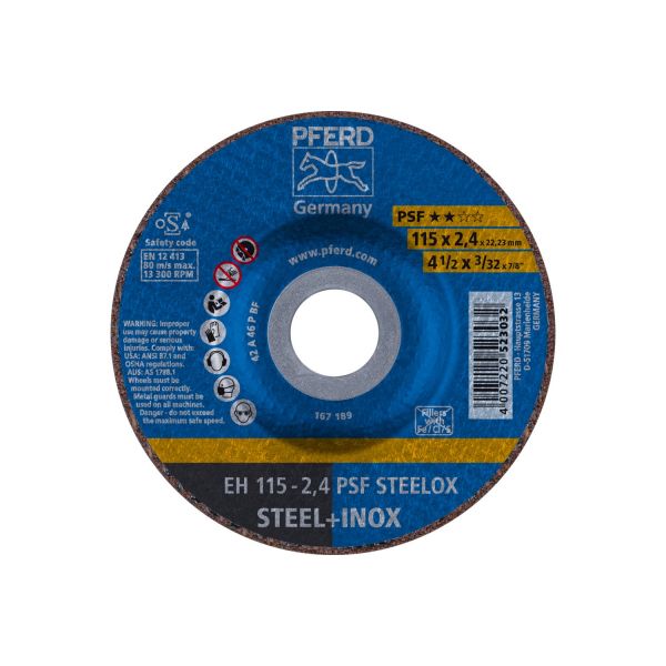 Disco de corte EH 115x2,4x22,23 mm embutido línea universal PSF STEELOX para acero/acero inoxidable