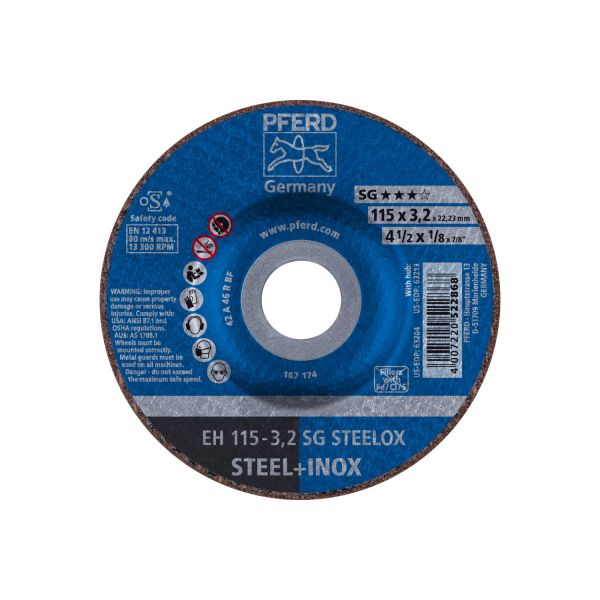 Disco de corte EH 115x3,2x22,23 mm embutido línea alto rendimiento SG STEELOX para acero/acero inoxi