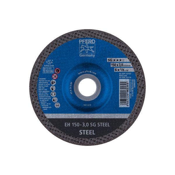 Disco de corte EH 150x3,0x22,23 mm embutido línea alto rendimiento SG STEEL para acero